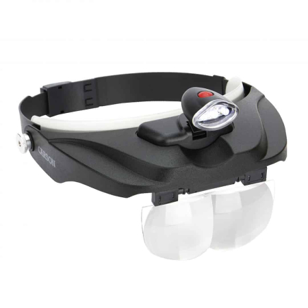 Carson LED Lighted Head Visor Magniﬁer with Lens Set (1.5x, 2x, 2.5x, 3x)